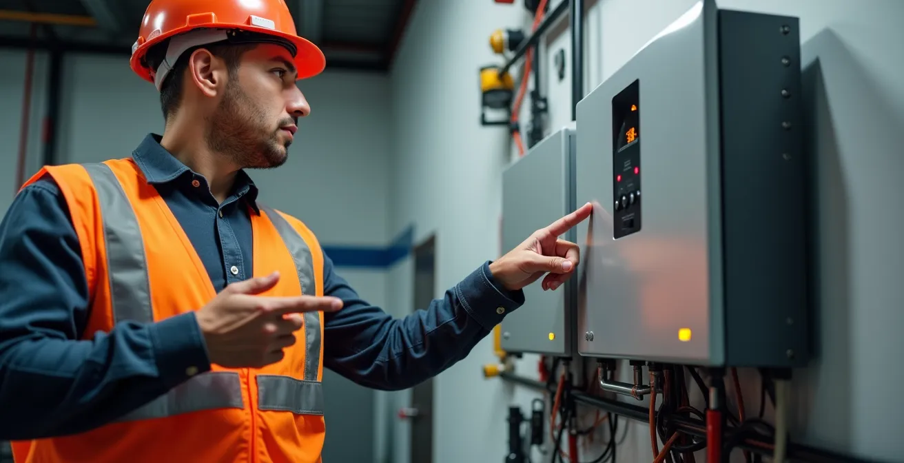 AC-coupled battery system retrofit installation setup in residential garage