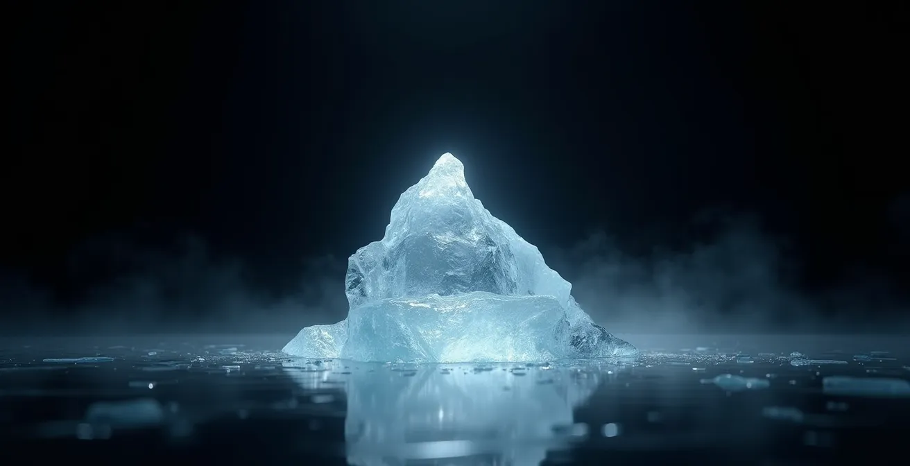 Abstract visualization of iceberg order structure showing hidden and visible portions