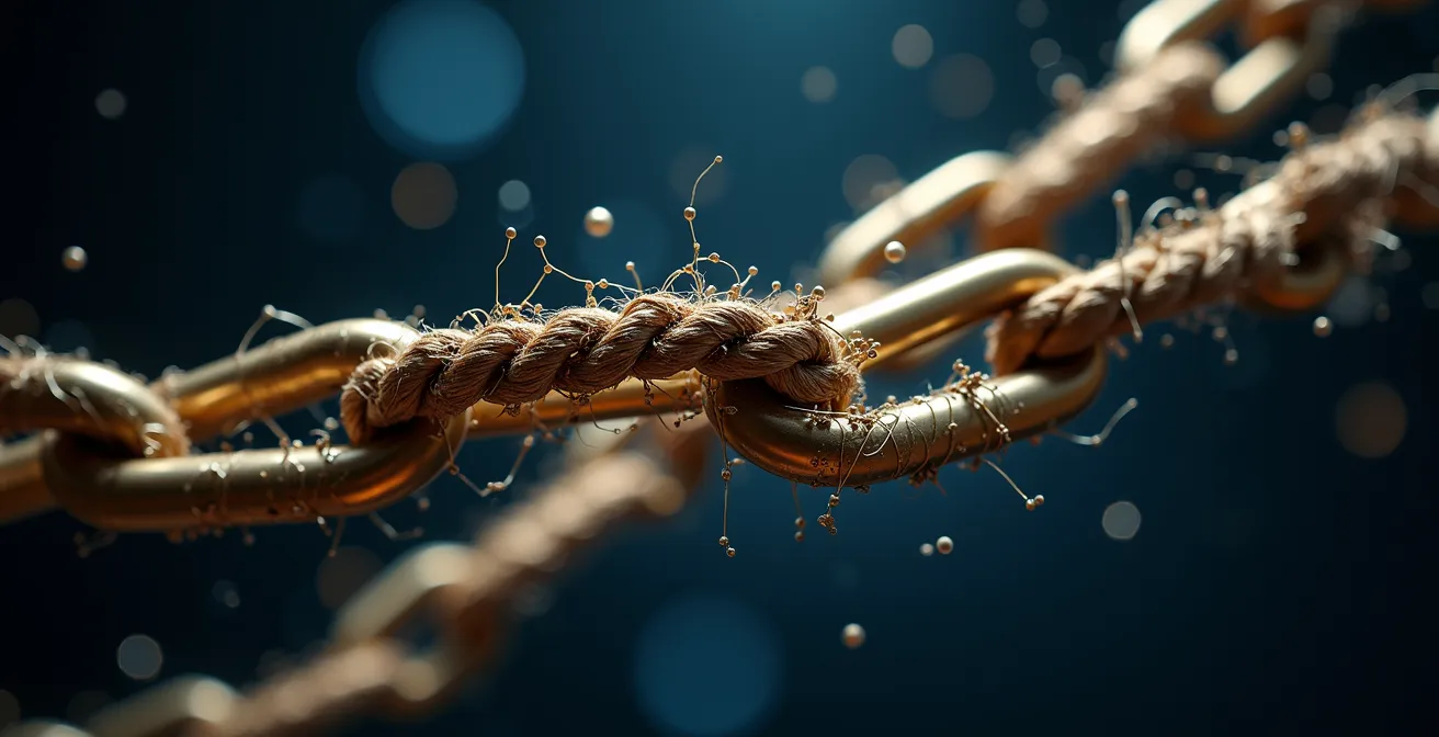 Symbolic representation of molecular hair repair showing keratin chains being reconnected